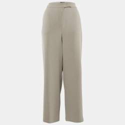 Pre Owned Emporio Armani Beige Crepe Adjustable Hem Trousers L 