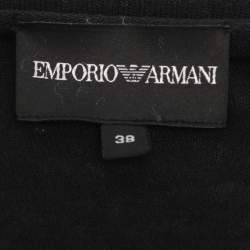 Pre Owned Emporio Armani Black Stretch Knit Embellished Cardigan S