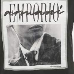 Pre Owned Emporio Armani Black Printed Jersey Crewneck T-Shirt L