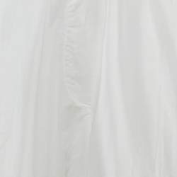 Pre Owned Emporio Armani White Cotton Blend Wide Leg Trousers M