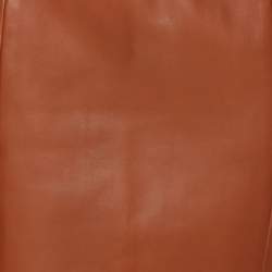 Pre Owned Emporio Armani Brown Lambskin Leather Midi Skirt S