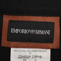 Pre Owned Emporio Armani Brown Lambskin Leather Midi Skirt S