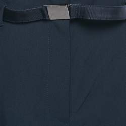 Pre Owned Emporio Armani Navy Blue Crepe Pleated Formal Trousers M