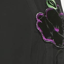 Pre Owned Emporio Armani Black Floral Patch Jersey Midi Dress M
