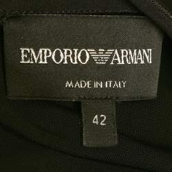 Pre Owned Emporio Armani Black Floral Patch Jersey Midi Dress M