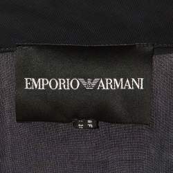 Pre Owned Emporio Armani Navy Blue Sateen Open Front Top M