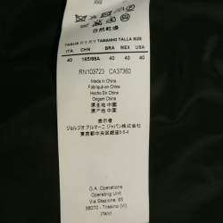 Pre Owned Emporio Armani Black Textured Crepe Zip-Up Jacket S