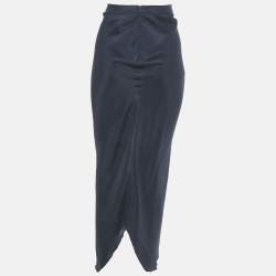 مملوكة مسبقًا ```json
{"name_ar": "تنورة أمبريو أرماني حرير كحلي غير متماثل ميدي مقاس صغير جدًا"}
```