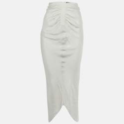 مملوكة مسبقًا تنورة غير متماثلة حرير رمادي إمبريو أرماني مقاس صغير