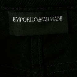 Pre Owned تنورة جينز مصغرة مطرزة بحبيبات لامعة سوداء امبوريو أرماني مقاس متوسط