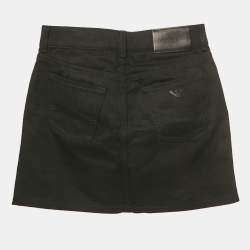 Pre Owned تنورة جينز مصغرة مطرزة بحبيبات لامعة سوداء امبوريو أرماني مقاس متوسط