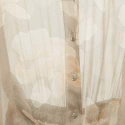 Pre Owned جمبسوت إمبريو أرماني حرير بطبعة زهور بيج مع حزام مقاس صغير  - سمول