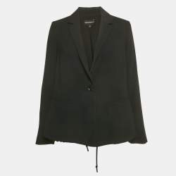 مملوكة مسبقًا بليزر إمبوريو أرماني كريب مطاطي خصر أسود مقاس صغير (سمول)