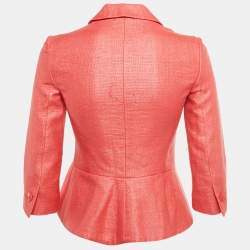 Pre Owned Emporio Armani Pink Basket Weave Jacket S