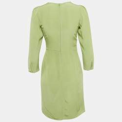 مملوكة مسبقًا فستان أمبريو أرماني أخضر من الحرير بتفاصيل جانبية مقاس صغير (سمول)