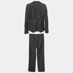 Pre Owned بدلة أمبوريو أرماني صوف بكر رمادي صغيرة