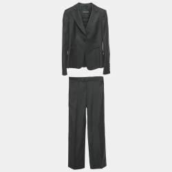 Pre Owned Emporio Armani Grey Virgin Wool Suit S