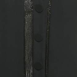 Pre Owned قميص شيفون مطرز بالخرز أسود من إيمبريو أرماني شبه شفاف مقاس صغير (سمول)