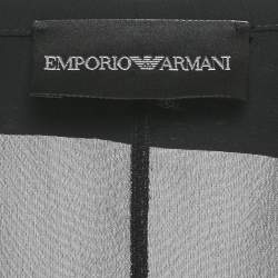 Pre Owned قميص شيفون مطرز بالخرز أسود من إيمبريو أرماني شبه شفاف مقاس صغير (سمول)