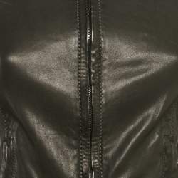 مملوكة مسبقًا Emporio Armani Black Lamb Leather Biker Jacket S