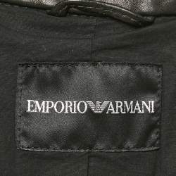 مملوكة مسبقًا Emporio Armani Black Lamb Leather Biker Jacket S