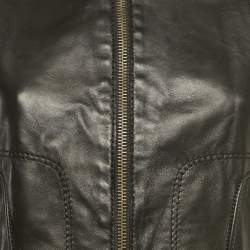 مملوكة مسبقًا جاكيت بايكر جلد حمل أسود أمبريو أرماني مقاس صغير - سمول