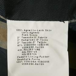 مملوكة مسبقًا جاكيت بايكر جلد حمل أسود أمبريو أرماني مقاس صغير - سمول