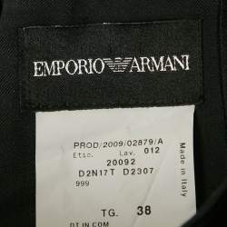 Pre Owned Emporio Armani Black Silk Blend Fringed Mini Skirt S