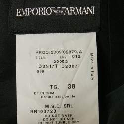 Pre Owned Emporio Armani Black Silk Blend Fringed Mini Skirt S