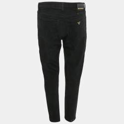 Pre Owned بنطلون جينز إمبريو أرماني أسود دينم مقاس كبير - محيط الخصر 30 بوصة