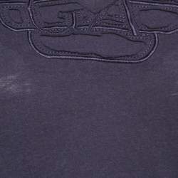 Pre Owned Emporio Armani Jeans Blue Jersey Ruffled V-Neck T-Shirt L