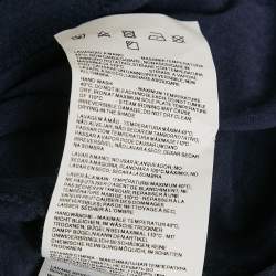 Pre Owned Emporio Armani Jeans Blue Jersey Ruffled V-Neck T-Shirt L