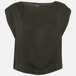 مملوكة مسبقًا Emporio Armani Black Silk Cropped Top S