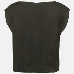 Pre Owned Emporio Armani Black Silk Cropped Top S