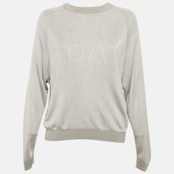 Pre Owned Emporio Armani Grey Logo Detail Fisherman’s Rib Jumper M