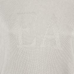 Pre Owned Emporio Armani Grey Logo Detail Fisherman’s Rib Jumper M