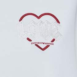 مملوكة مسبقًا سويت شيرت أمبوريو أرماني أبيض مطرز نيوبرين مقاس متوسط (ميديم)