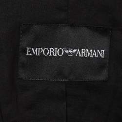 مملوكة مسبقًا جاكت أمبريو أرماني جلد مخملي أسود بزخارف زهرية مقاس صغير (سمول)