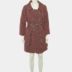 Pre Owned معطف إمبريو أرماني منقوش متعدد الألوان بحزام قطن مخلوط مقاس متوسط - ميديم