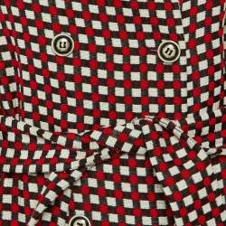 Pre Owned معطف إمبريو أرماني منقوش متعدد الألوان بحزام قطن مخلوط مقاس متوسط - ميديم