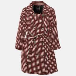 Pre Owned Emporio Armani Multicolor Patterned Cotton Blend Belted Overcoat M