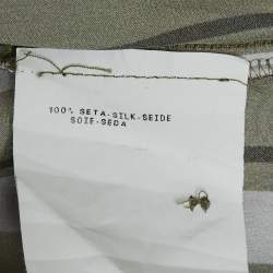 مملوكة مسبقًا Emporio Armani Green/Grey Striped Silk Detachable Bow Detail Shirt S