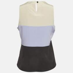 Pre Owned Emporio Armani Multicolour Striped Silk Sleeveless Top M