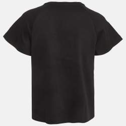 Pre Owned Emporio Armani Black Glitter Print Jersey Top M