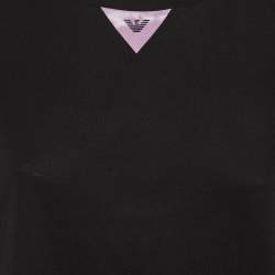 Pre Owned Emporio Armani Black Sequin Detail Jersey T-Shirt M