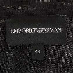 Pre Owned Emporio Armani Black Sequin Detail Jersey T-Shirt M