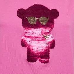 Pre Owned Emporio Armani Jersey Teddy Sequin Jersey T-Shirt M