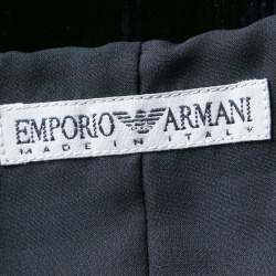 Pre Owned Emporio Armani Black Dotted Corduroy Sleeveless Top S