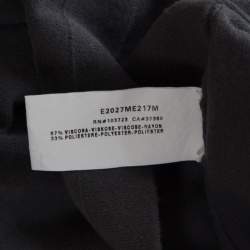 Pre Owned Emporio Armani Grey Knit Perforated Bodice Detail Short Sleeve Top S