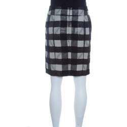 Emporio Armani Monochrome Checkered Lurex Knit  Pencil Skirt S